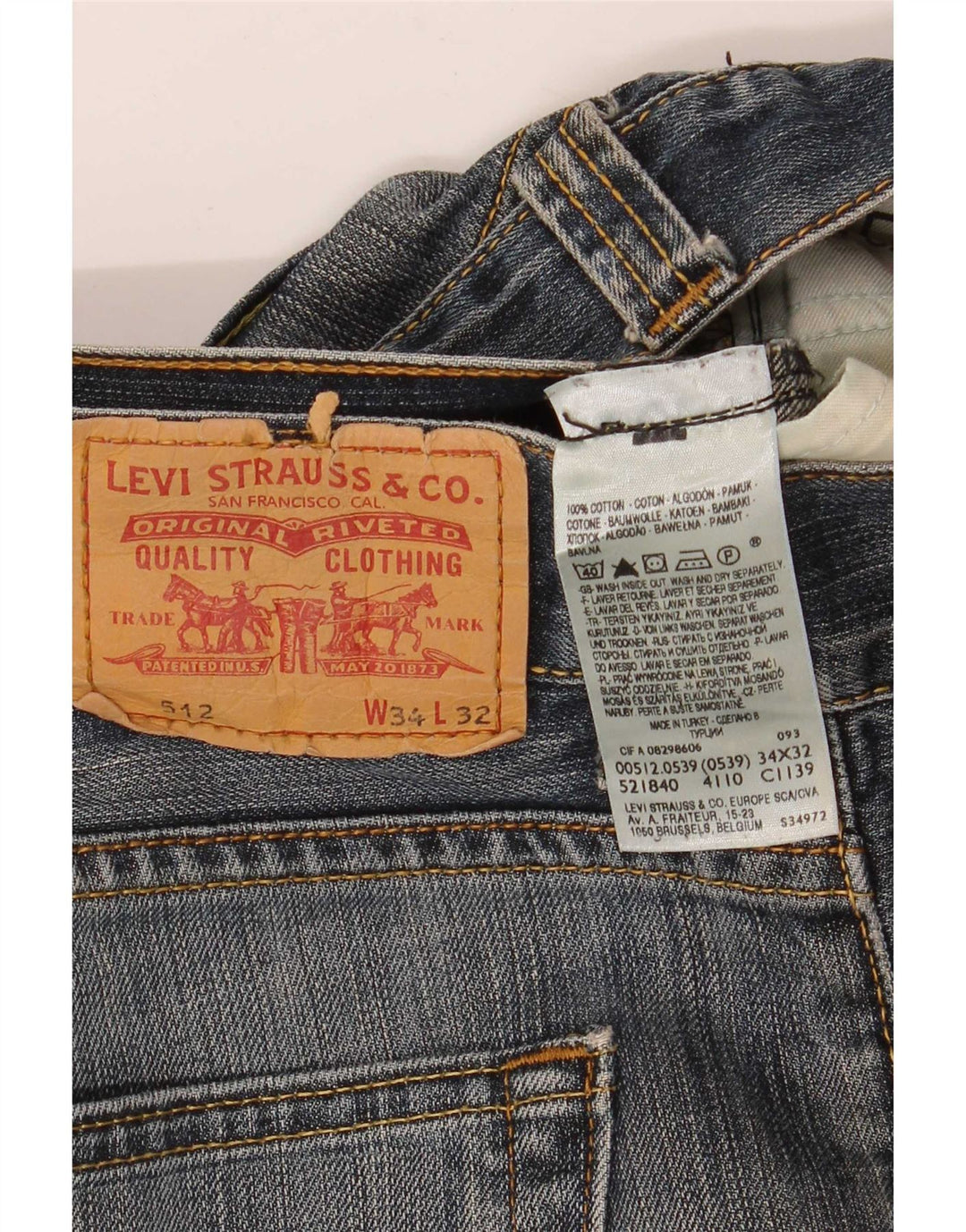 Levi's Herren 512 Bootcut Jeans W34 L32 Blaue Baumwolle