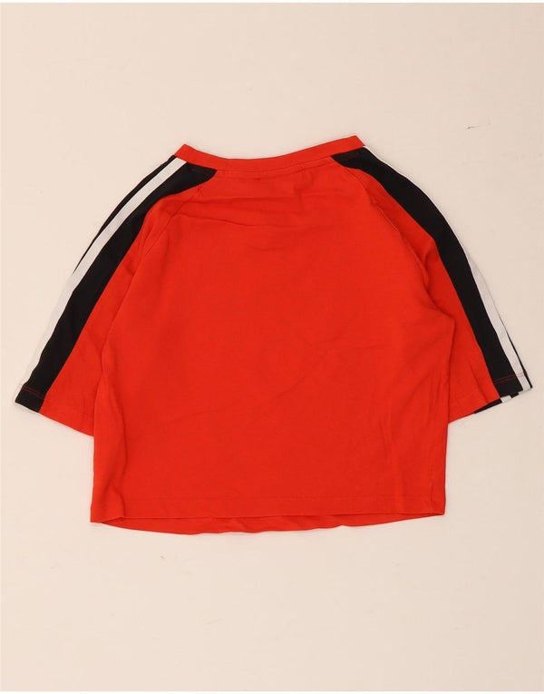 Adidas Damen Crop Graphic T-Shirt Top UK 6 XS Rot Colourblock Baumwolle