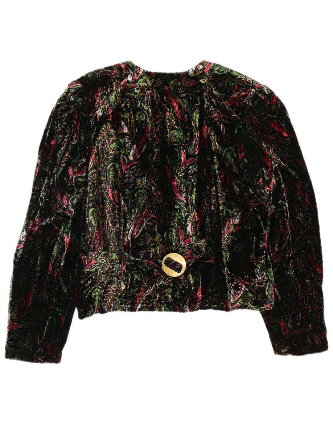 Vintage Damen Crop 4 Knopf Blazer Jacke UK 12 Mittelgrün Floral Retro