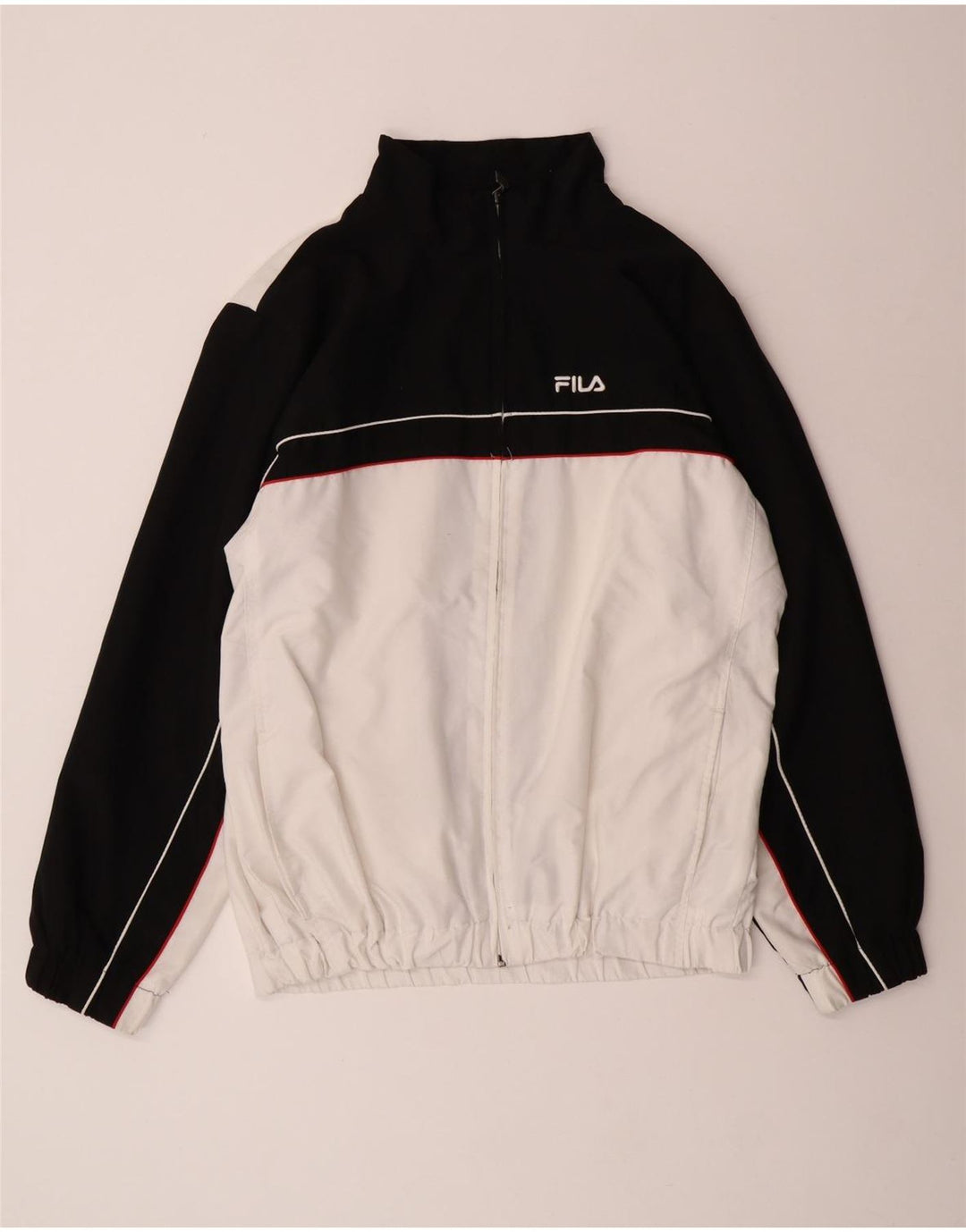 Fila Herren-Trainingsanzug-Top-Jacke, groß, cremefarbenes Farbblock-Polyester