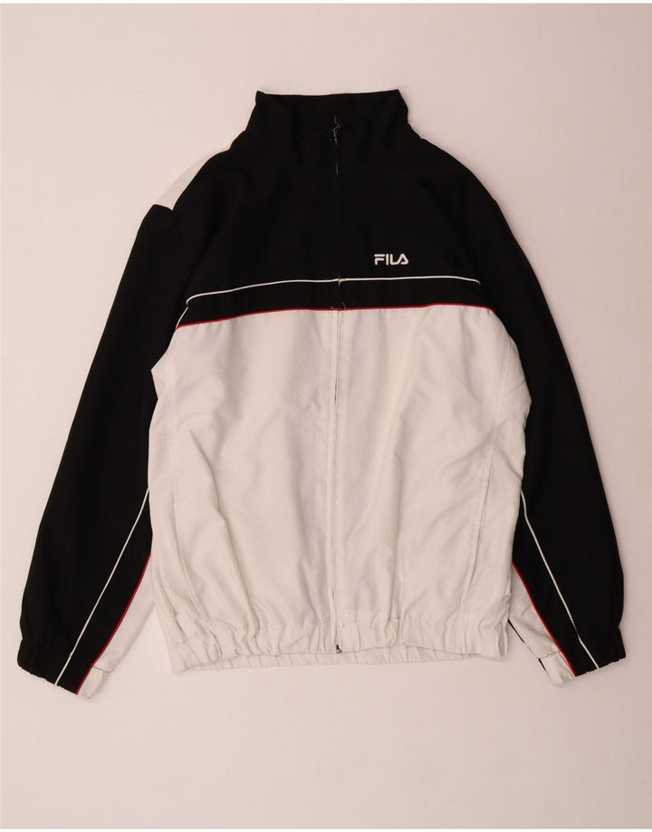 Fila Herren-Trainingsanzug-Top-Jacke, groß, cremefarbenes Farbblock-Polyester