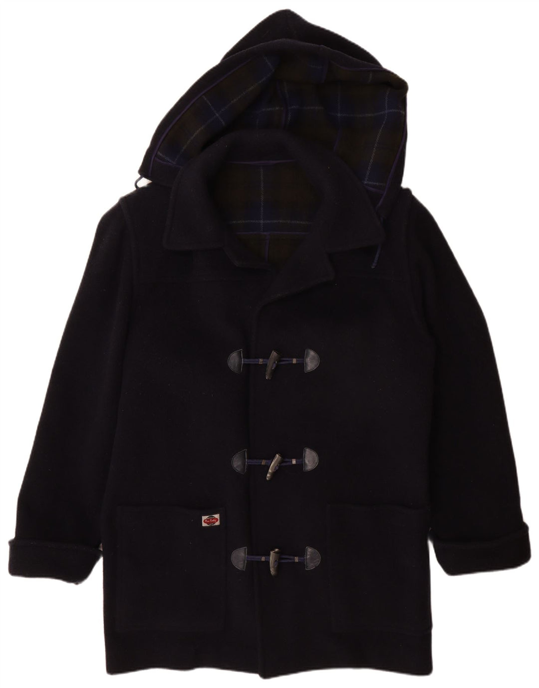 Pierre Cardin Herren-Dufflecoat mit Kapuze, IT 50, große marineblaue Wolle
