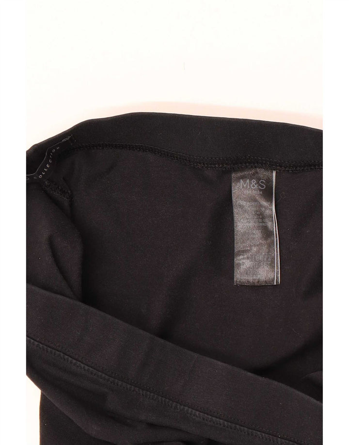 Marks & Spencer Damen Crop Leggings UK 12 Mittelschwarze Baumwolle