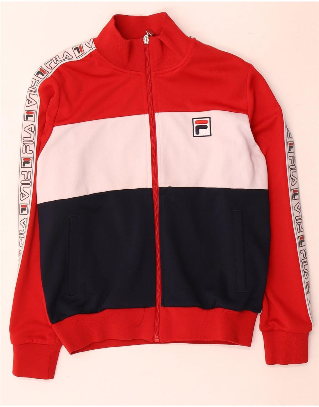 Fila Damen-Trainingsanzugoberteil mit Grafik, UK 14, Mittelrot, Farbblock