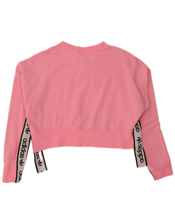 Adidas Damen Crop Graphic Oversized Sweatshirt Pullover UK 18 XL Rosa Baumwolle
