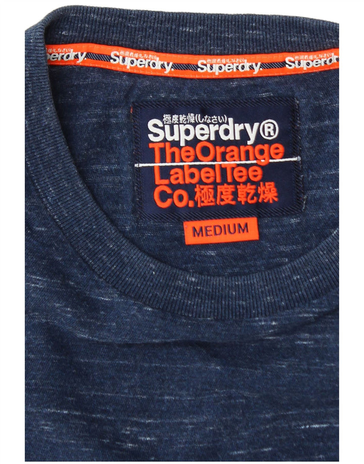 SUPERDRY Herren T-Shirt-Oberteil aus mittelblau gesprenkelter Baumwolle