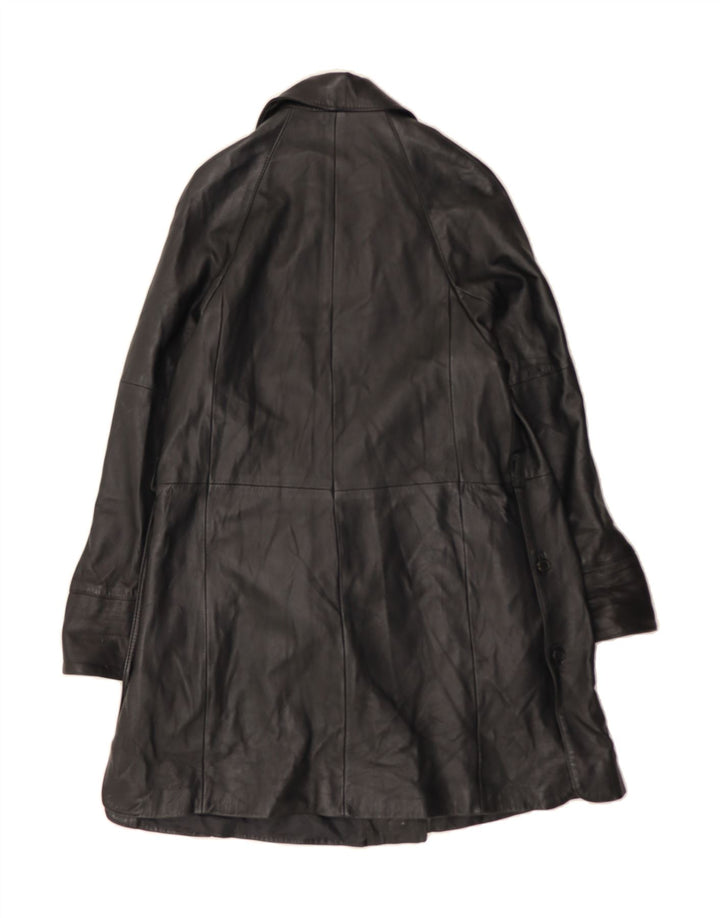 VINTAGE Womens Leather Coat IT 42 Medium Black Vintage Vintage and Second-Hand Vintage from Messina Hembry 