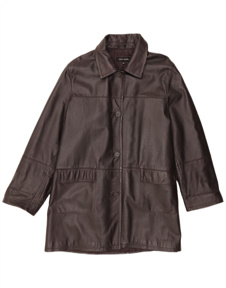 Vintage Damen Ledermantel IT 50 XL Braunes Leder