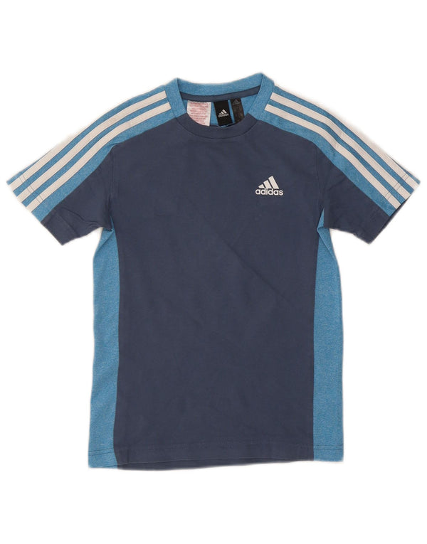 Adidas Jungen Regular Graphic T-Shirt Top 9–10 Jahre Blaue Colourblock-Baumwolle