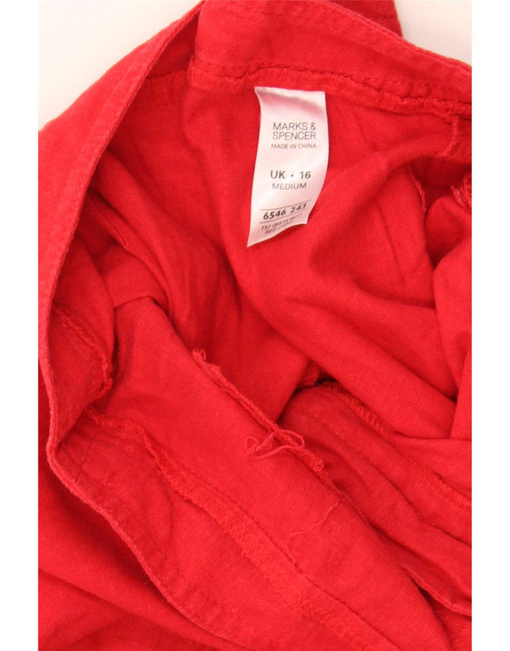 Marks & Spencer Damen Bermudashorts UK 16 Large W34 Rotes Leinen