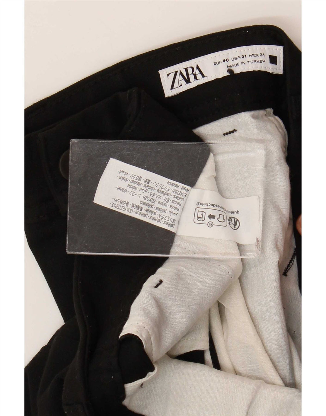 Zara Slim Chino-Hose für Herren, EU 40, Mittel W31 L29, Schwarz, Polyester