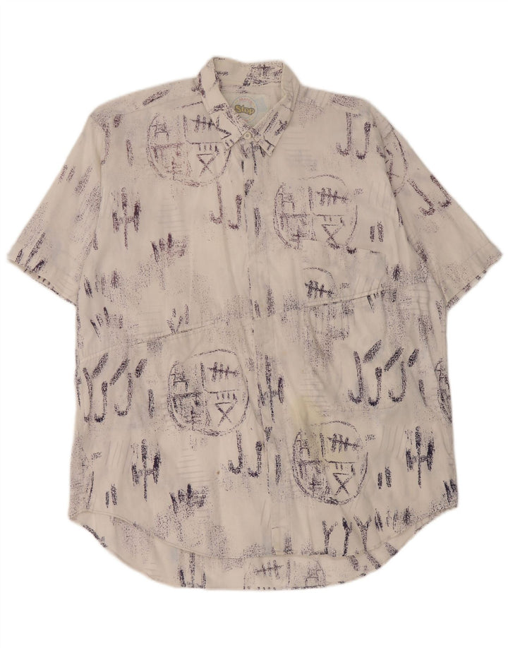 Vintage Herren Grafik Kurzarmshirt Große weiße Baumwolle