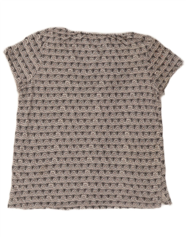 FAT FACE Womens Oversized Graphic T-Shirt Top UK 10 Small Grey Geometric