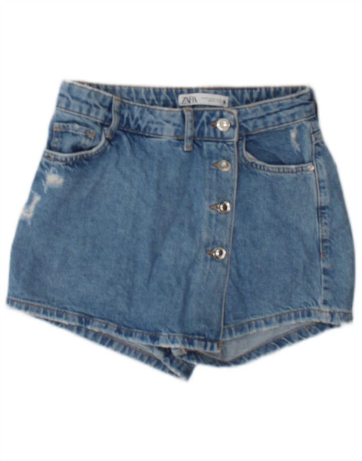 Zara Damen Distressed Denim Shorts XS W24 Blaue Baumwolle