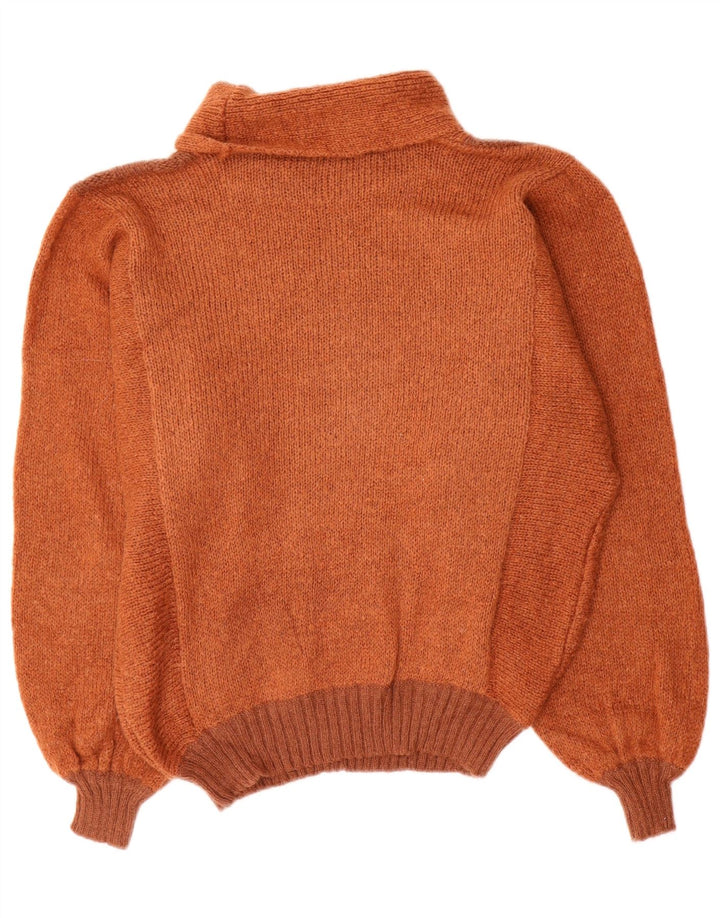 Vintage Damen Rollkragenpullover Pullover IT 46 Großer brauner Farbblock