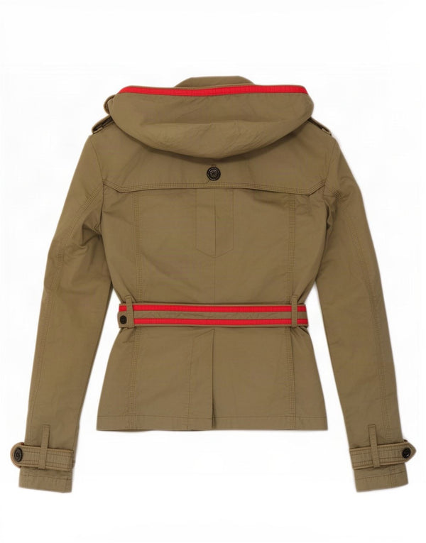 Superdry Damen Kurzer Trenchcoat UK 18 XL Khaki Baumwolle