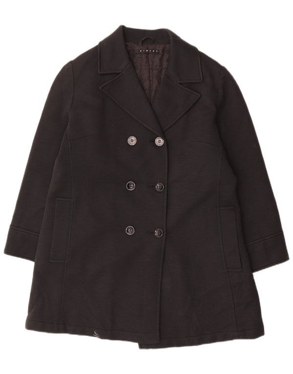 Sisley Womens Double Breasted Coat UK 14 Medium Black