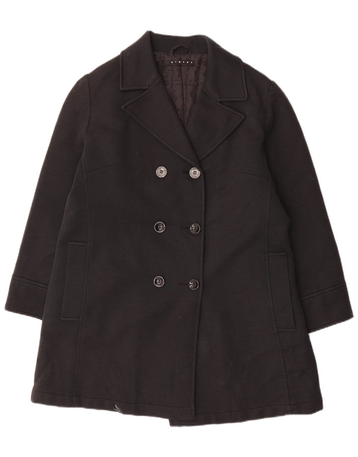 Sisley Damen Zweireihiger Mantel UK 14 Medium Schwarz