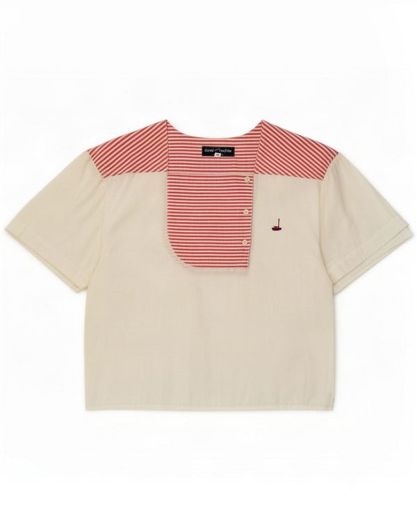 Daniel Hechter Damen Bluse Top IT 40 Small Weiß Nadelstreifen