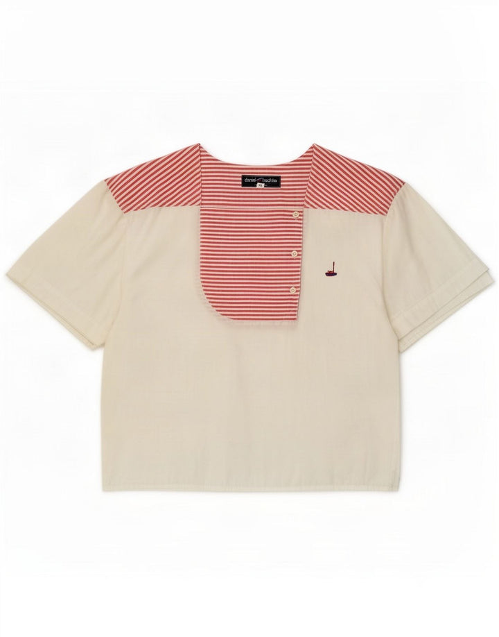 Daniel Hechter Damen Bluse Top IT 40 Small Weiß Nadelstreifen