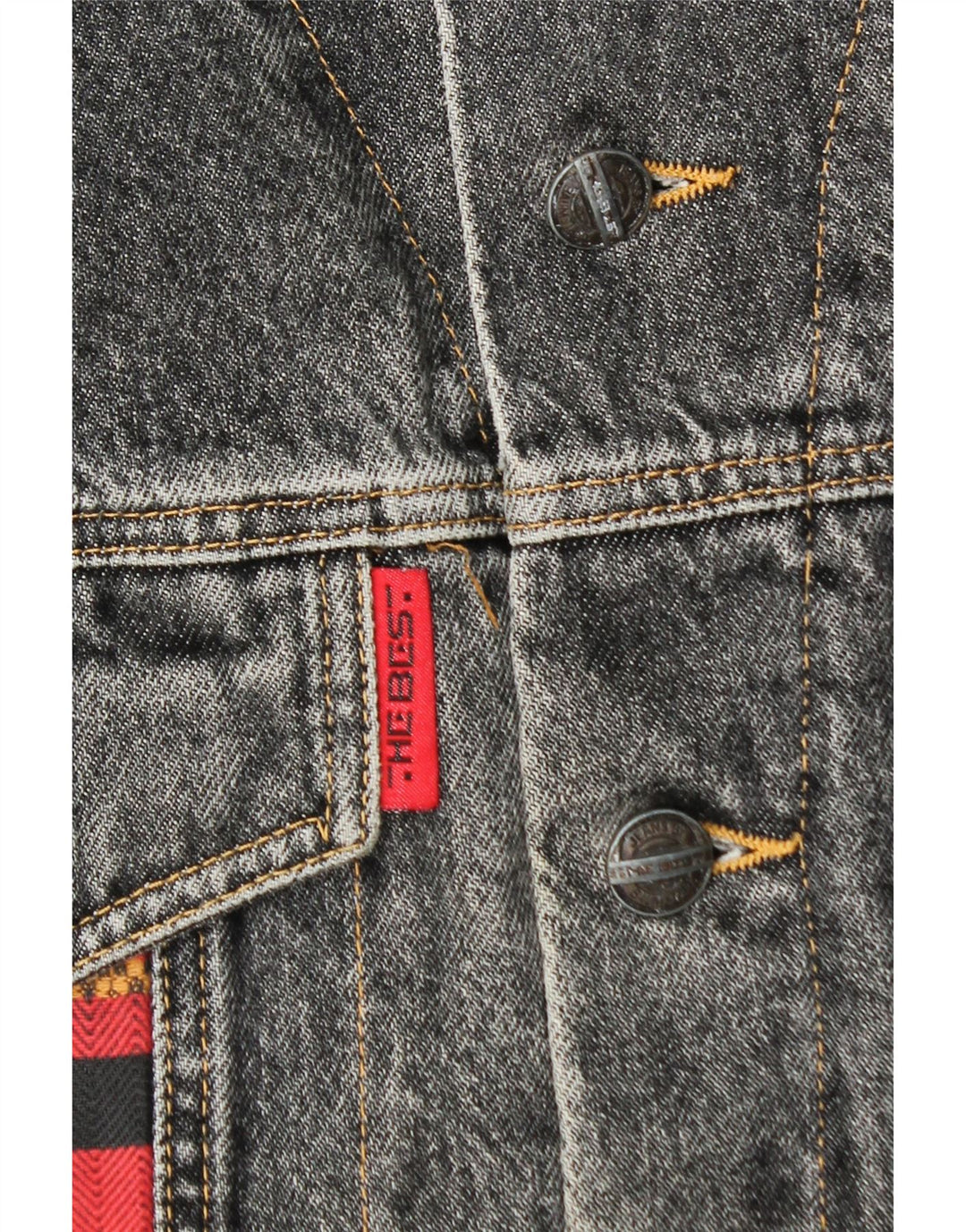 Vintage Herren Jeansjacke UK 38 Mittelblauer Farbblock