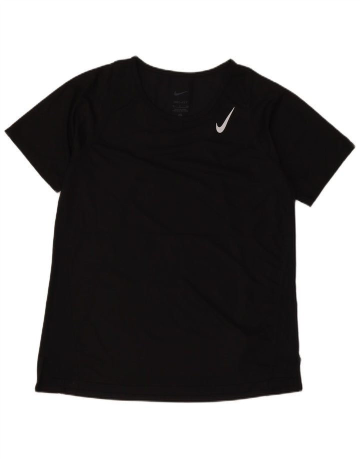Nike Damen Dri Fit T-Shirt Top UK 10 Small Schwarz Polyester