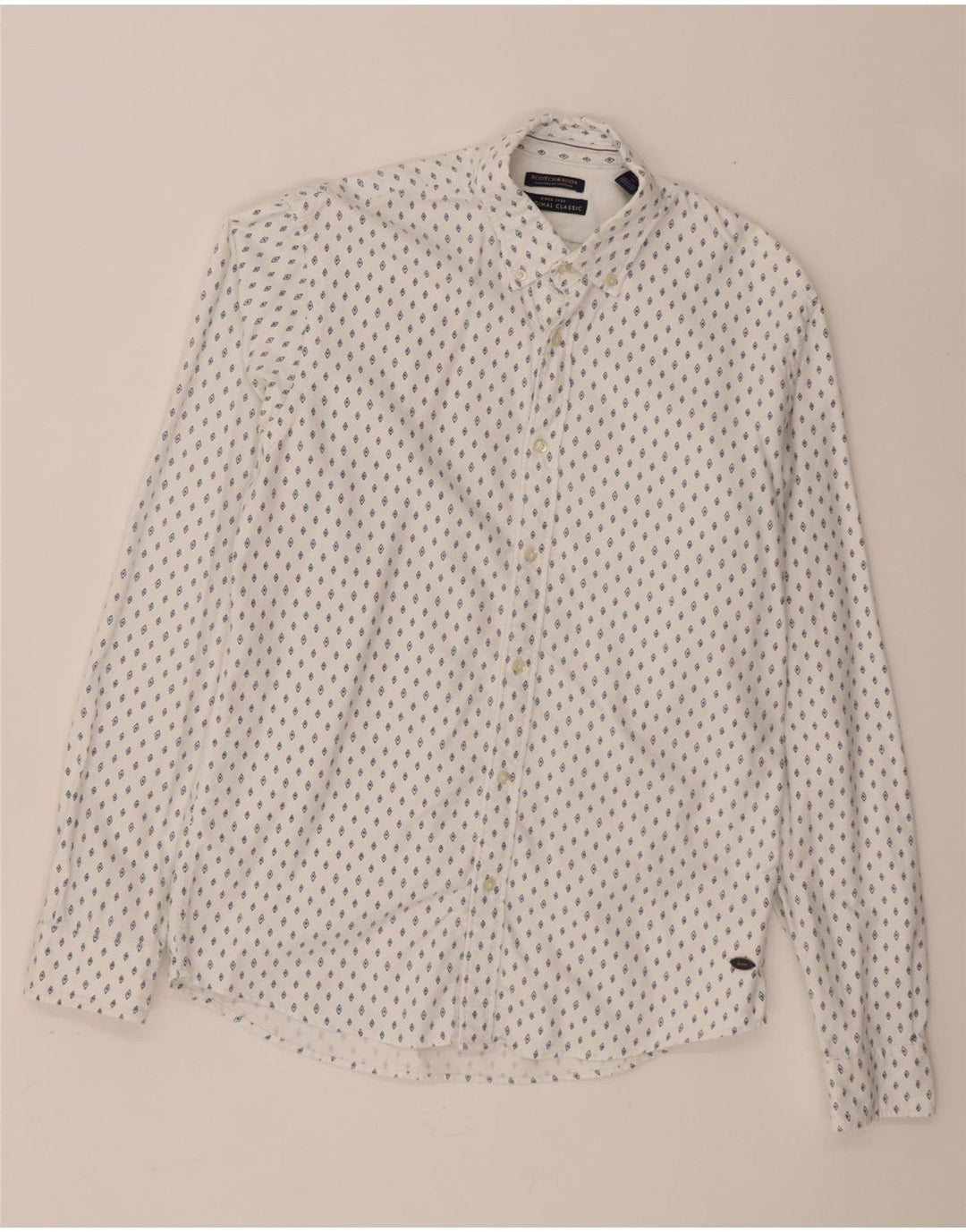 Scotch & Soda Herren-Hemd mit klassischer Passform, mittelweiß gefleckte Baumwolle