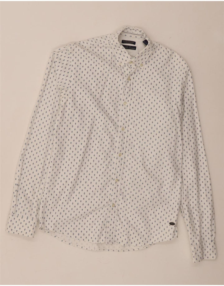 Scotch & Soda Herren-Hemd mit klassischer Passform, mittelweiß gefleckte Baumwolle