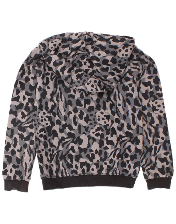 Puma Mädchen-Kapuzenpullover mit Reißverschluss, 7–8 Jahre, graue Camouflage-Baumwolle