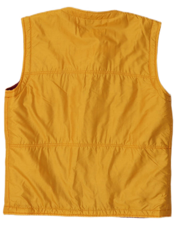 Vintage Damen Gilet IT 46 Großes gelbes Blumenmuster aus Polyamid