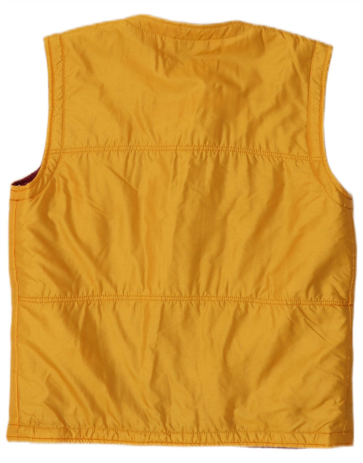 Vintage Damen Gilet IT 46 Großes gelbes Blumenmuster aus Polyamid