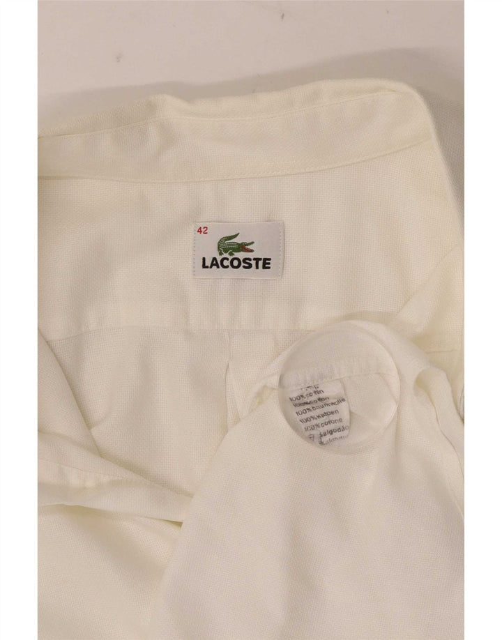 Lacoste Herren-Kurzarmhemd, Größe 42, große weiße Baumwolle