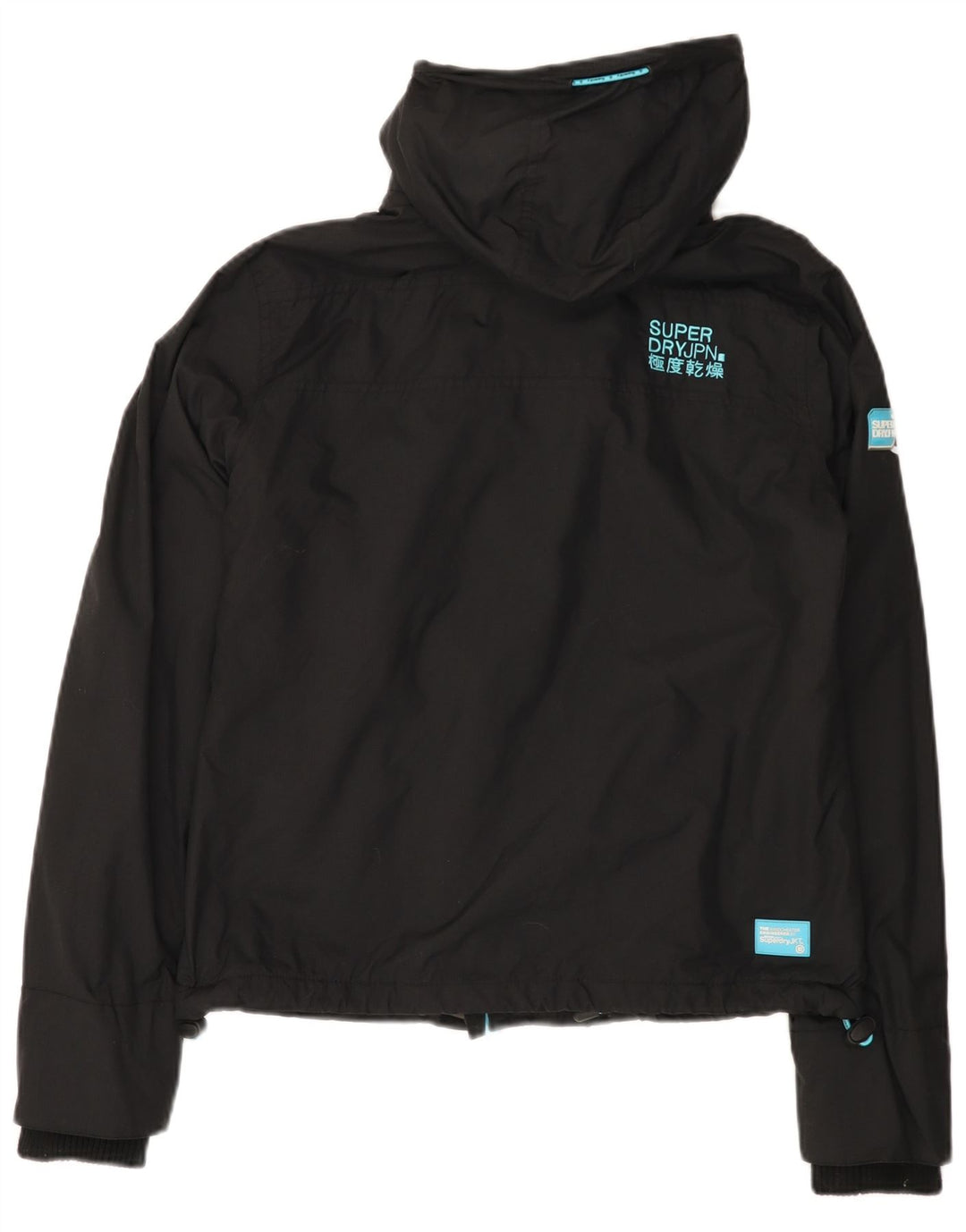 SUPERDRY Damen Windcheater Kapuzen-Windjacke UK 12 Medium Schwarz