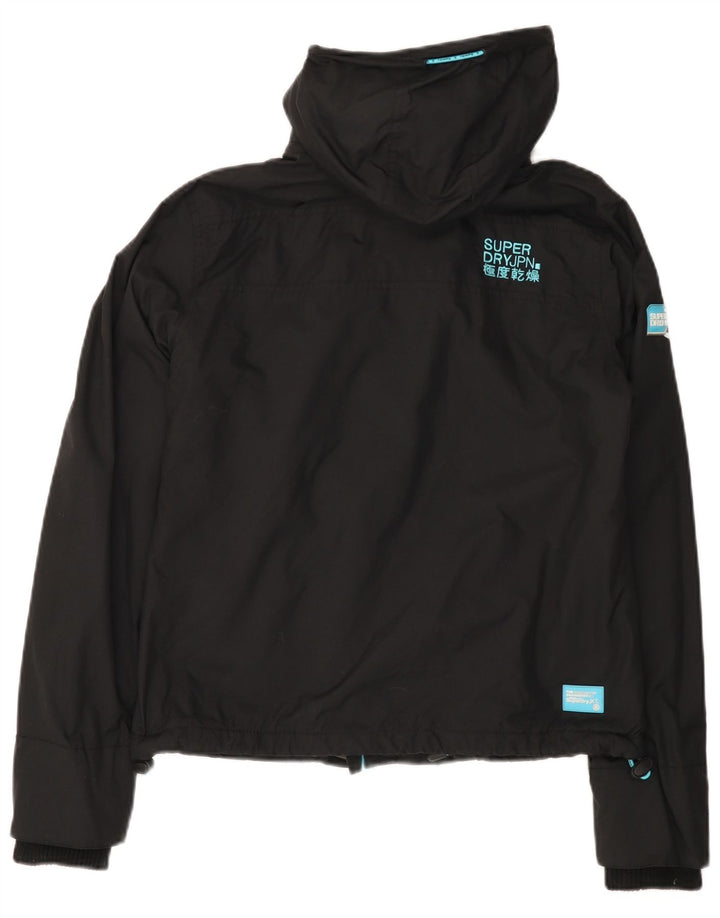 SUPERDRY Damen Windcheater Kapuzen-Windjacke UK 12 Medium Schwarz