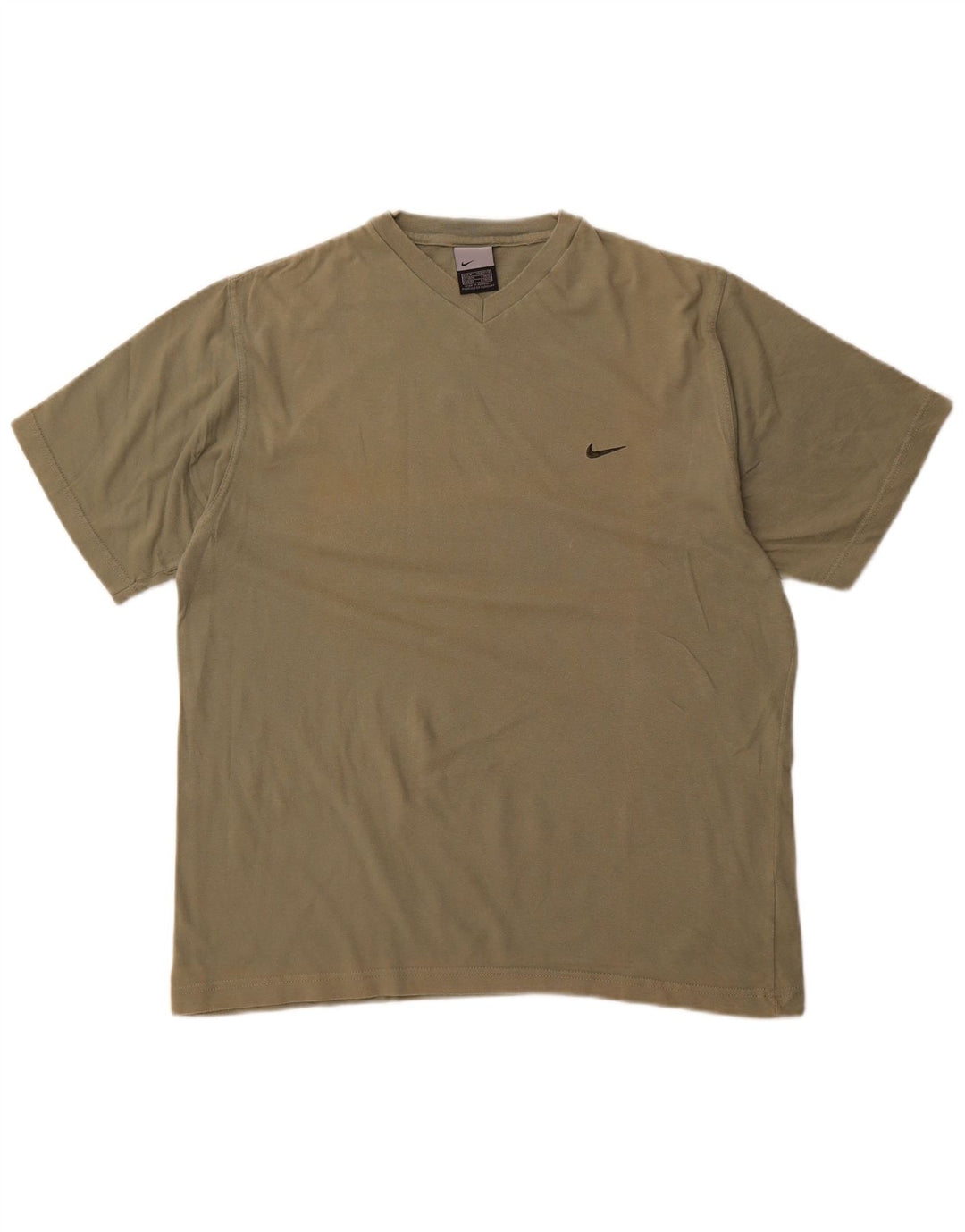 NIKE Herren T-Shirt Top UK 39/41 Medium Khaki Baumwolle