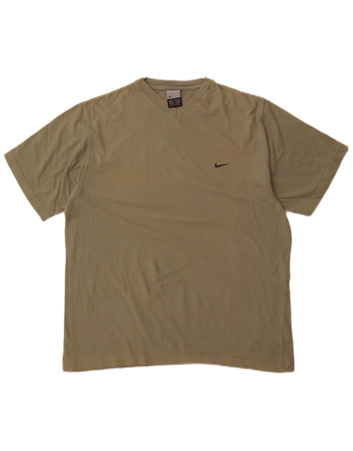NIKE Herren T-Shirt Top UK 39/41 Medium Khaki Baumwolle