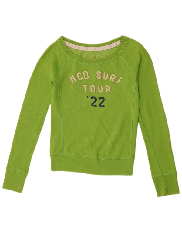 Hollister Damen Grafik-Sweatshirt-Pullover UK 10 Small Grün