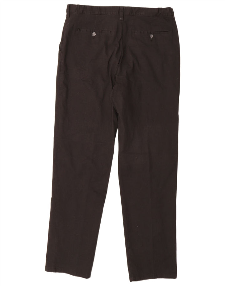 MARKS & SPENCER Herren-Chinohose mit normaler Passform, W36 L33, schwarze Baumwolle