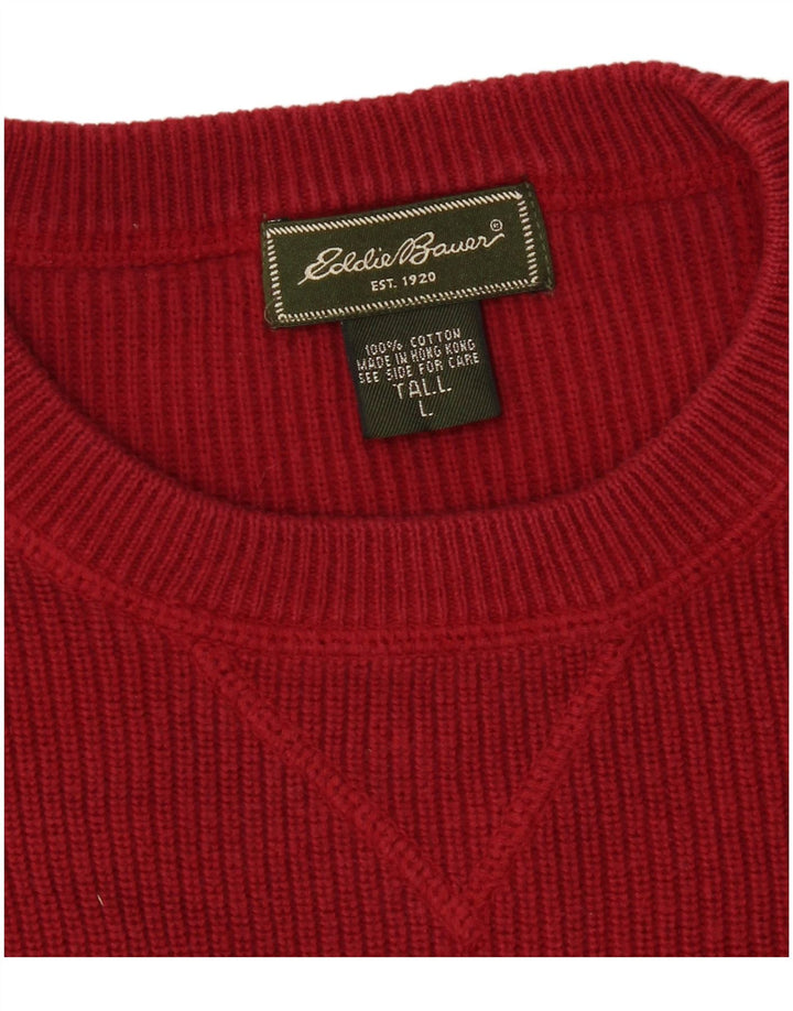 EDDIE BAUER Herren-Pullover mit Rundhalsausschnitt, groß, rot, Baumwolle