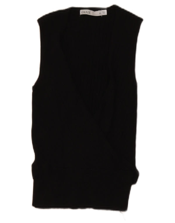Oasis Damen Crop Wrap Weste Tank Top UK 4 XS Schwarz Viskose