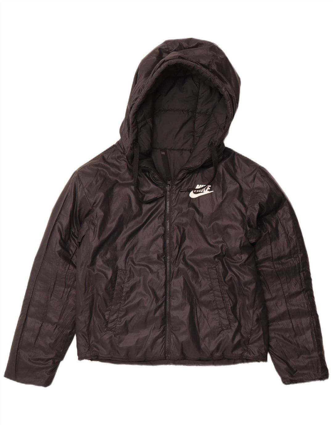 NIKE Damen Kapuzenjacke, wendbar, wattiert, Gr. 10, Größe S, Schwarz, Polyester