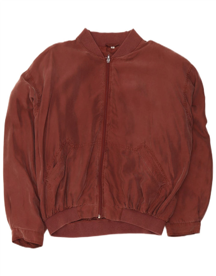 Cacharel Herren-Bomberjacke mit lockerer Passform, UK 40, große burgunderrote Seide