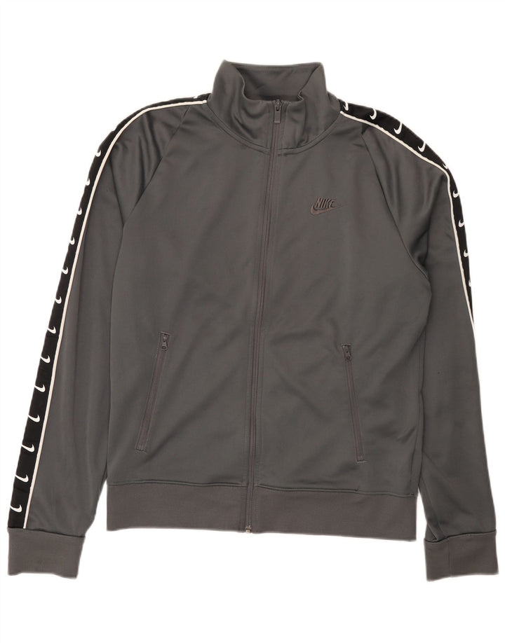 Nike Herren-Trainingsanzugoberteil mit Grafik, Größe S, Grau, Farbblock-Polyester