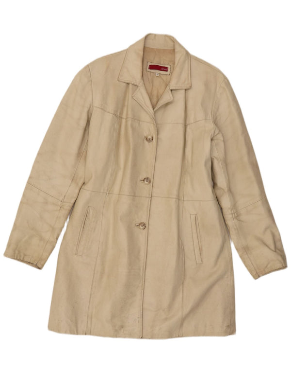 Vintage Damen Ledermantel IT 46 Large Beige