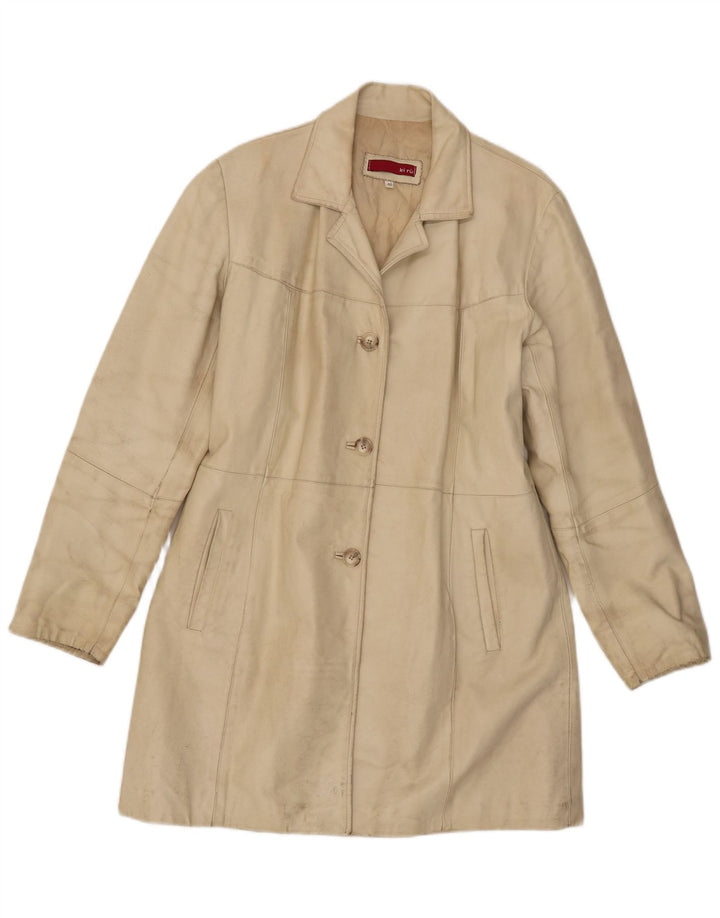 Vintage Damen Ledermantel IT 46 Large Beige