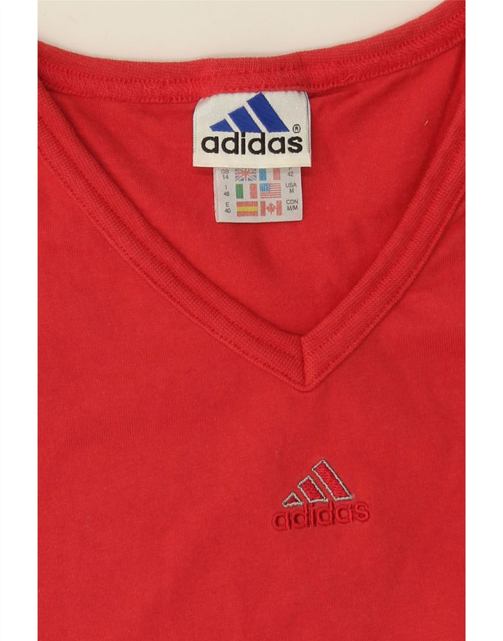 ADIDAS Womens T-Shirt Top UK 14 Medium  Red Cotton Vintage Adidas and Second-Hand Adidas from Messina Hembry 