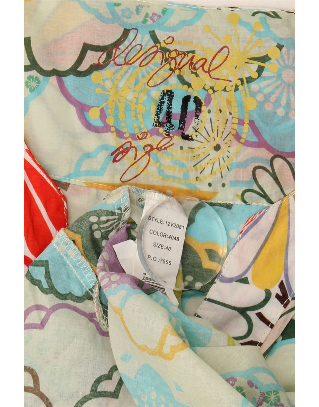 DESIGUAL Grafisches A-Linien-Kleid für Damen, EU 40, mittelgroß, mehrfarbig, Blumenmuster