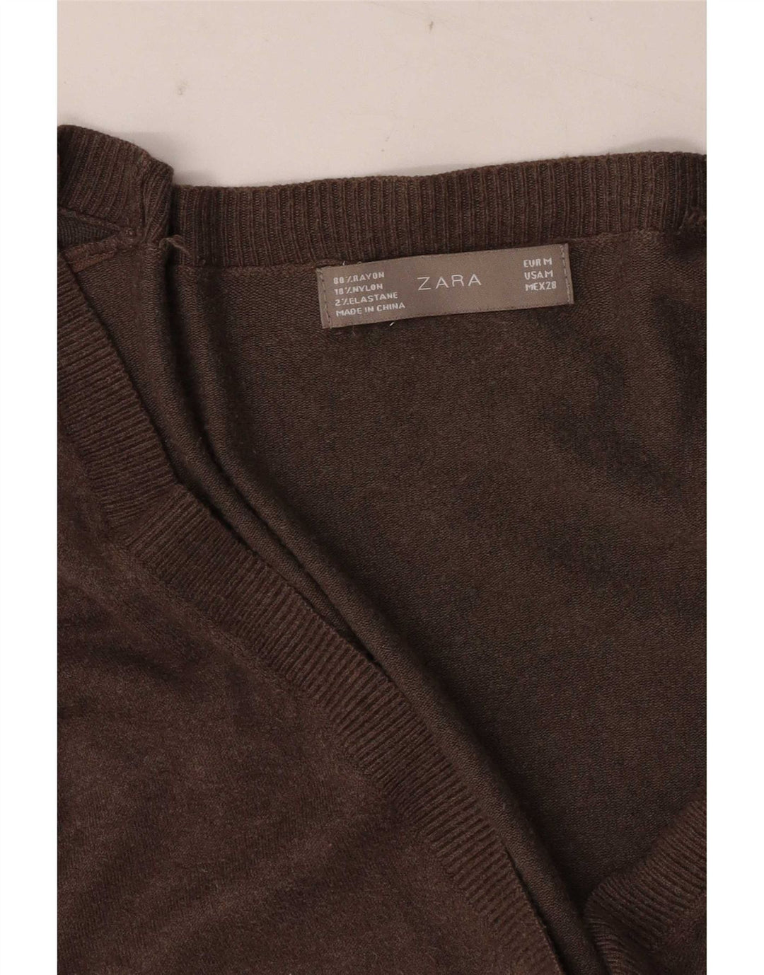 Zara Damen-Cardigan-Pullover UK 12 Mittelbrauner Rayon