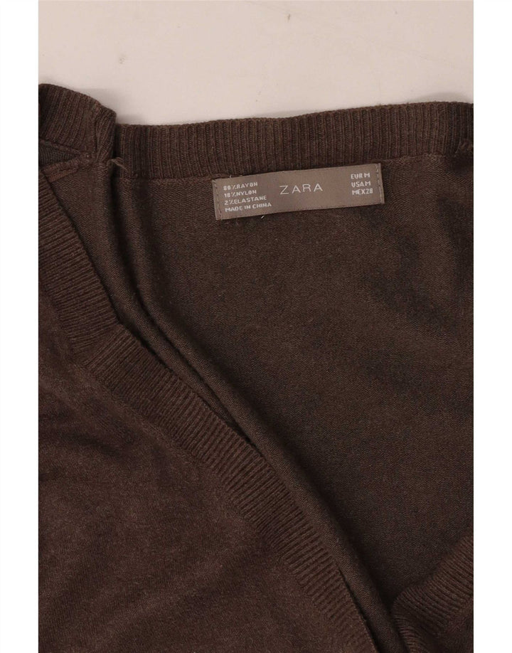 Zara Damen-Cardigan-Pullover UK 12 Mittelbrauner Rayon