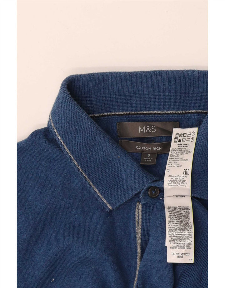Marks & Spencer Herren-Pullover mit Rollkragen, Größe S, Baumwolle, Blau